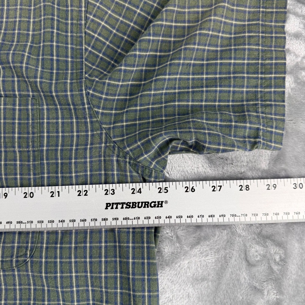 Wrangler Rugged Wear Mens XL Green Blue Plaid Short Sleeve Button Down Shirt - Picture 5 of 14